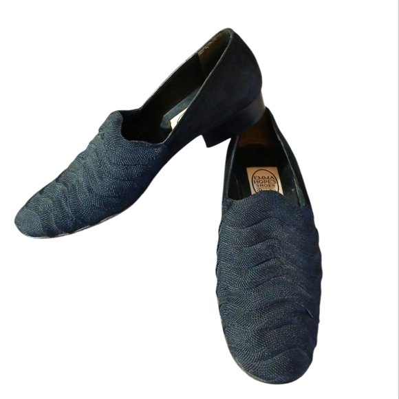 Vintage Emma Hope's Black Textured Suede Loafer Flats Women's size 7.5 - Picture 1 of 12